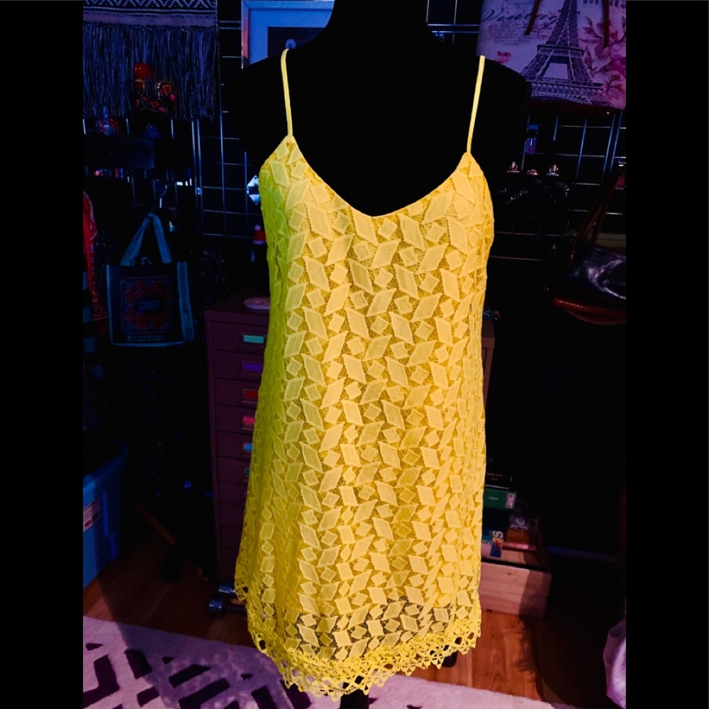 NWT BB Dakota Jack yellow lace dress.